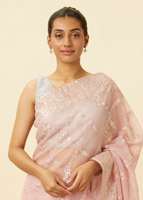 Fairy Tale Pink Saree with Floral Patterns image number 1